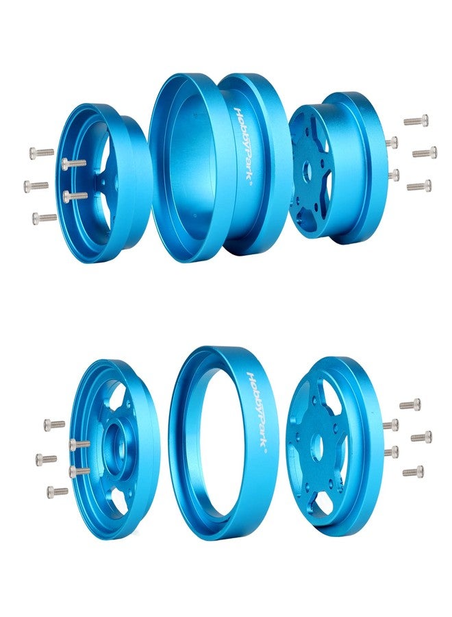 HobbyPark Aluminum Beadlock Wheels Rims Wheel Hub for Tamiya Hornet, Grasshopper, Mighty Frog, Buggy Champ, Fast Attack, Fighting Buggy Upgrades Upgrades Replacement (Blue) - Image 3